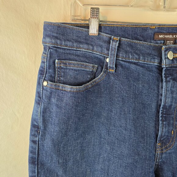 Michael Kors Mens 36x30 Blue Parker Slim Fit Jeans Denim Stretch Cotton Dark A35 - Picture 4 of 11